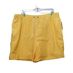 Roundtree & Yorke Swim Shorts XL Yellow Trunks Elastic Waist Pockets NEW